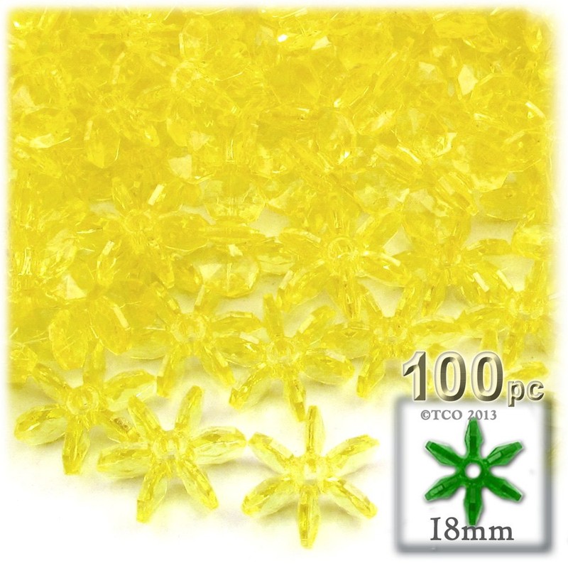 100pc Faceted Plastic Transparent Beads Starflake 18mm Clear Beads