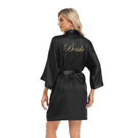 PENGEE Women's Short Kimono Robe Soft Bride Bridesmaid Robes for Wedding Party Bridal Robes Getting Ready