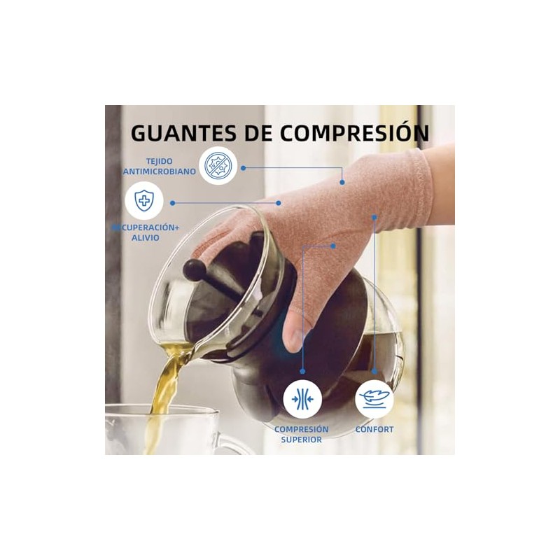 DORGKIRA Guantes de Compresión de Medio Dedo, 2 Pares para