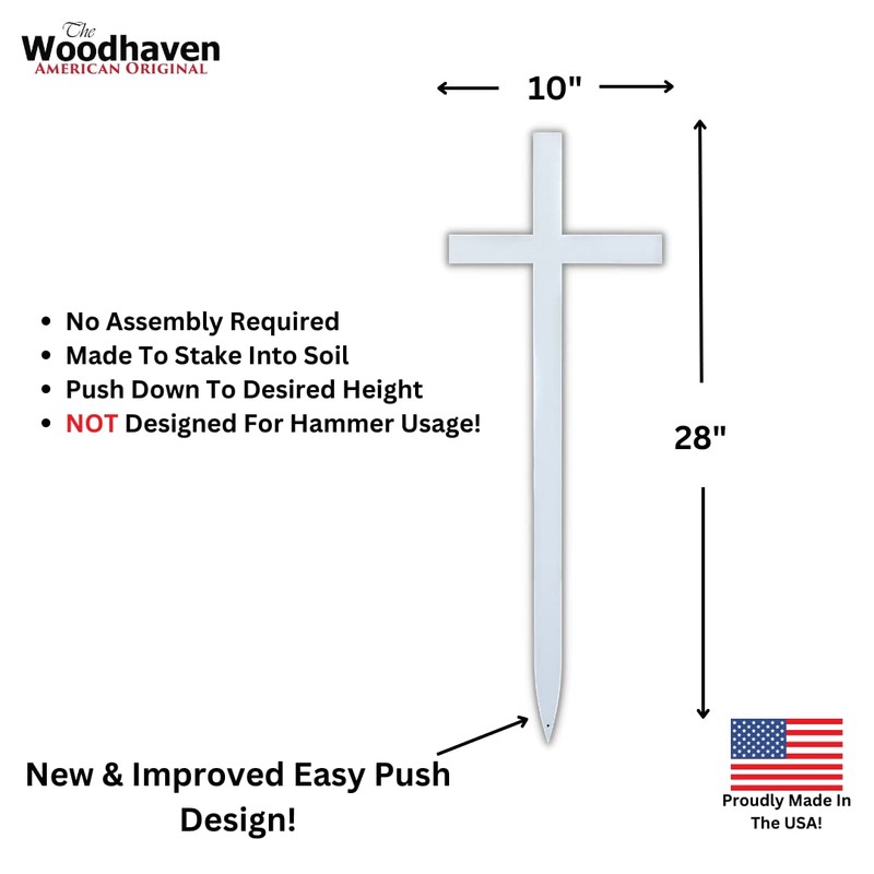 Woodhaven Memorial Cross - Steel Grave Marker 28 x 10