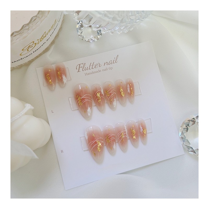 Line Cheek Handmade Nail Tips - Short Oval Mini /