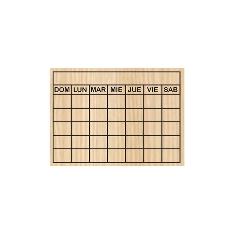 Sello de goma didáctico con base de madera tipo calendario