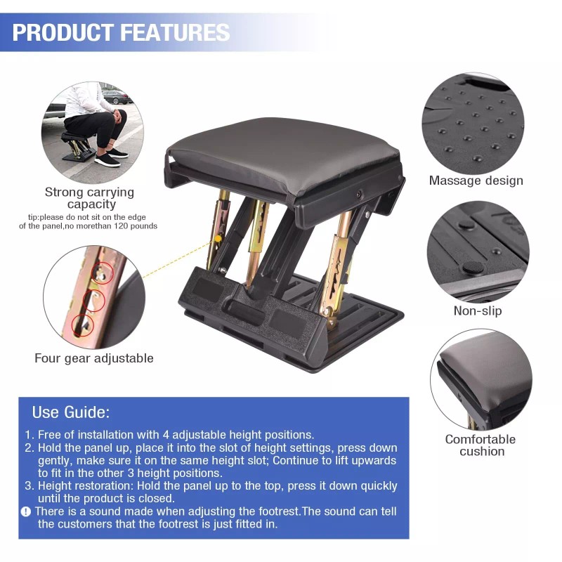 Leermart Foot Rest for Under Desk at Work 4-Level Height