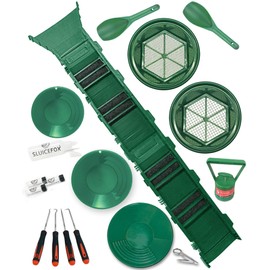 Sluice Fox Complete Gold Mining Kit with Sluice Box and Bucket Classifier | Portable Sluice Box Breaks Down into 24-Inch Sections for Easy Transport Green Kit with Speed Flare