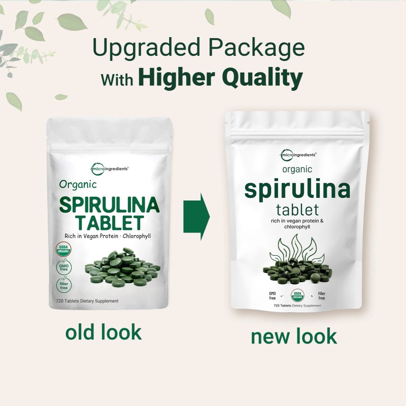 Micro Ingredients Organic Spirulina Supplement, 3000Mg Per Serving, 72