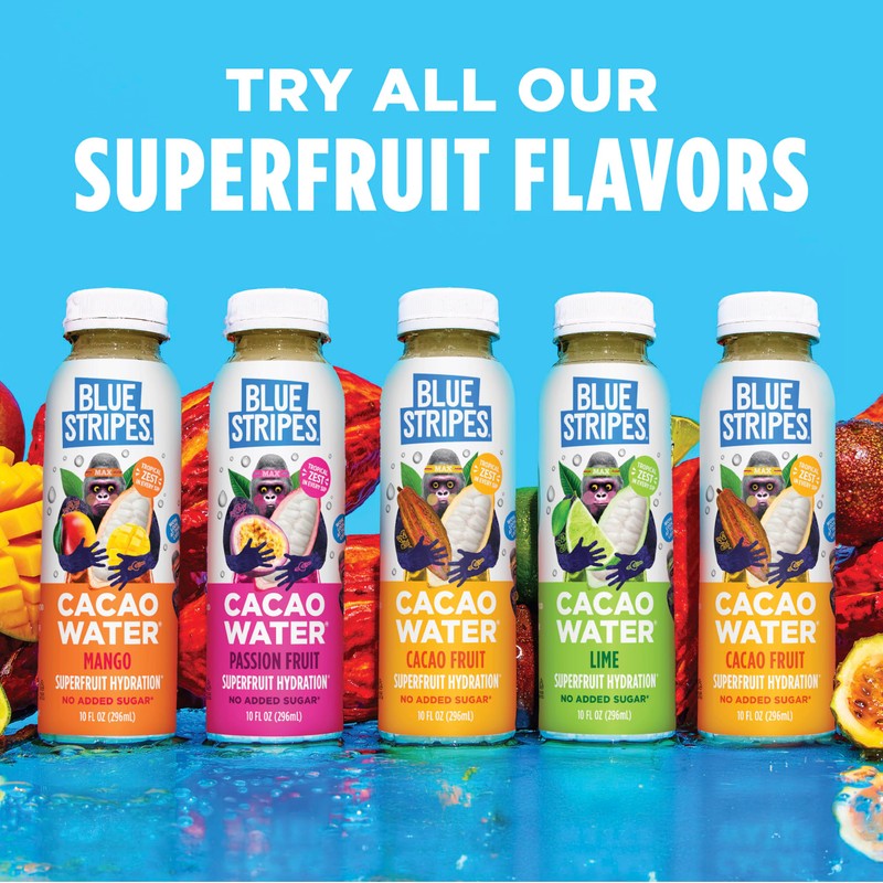 Blue Stripes Cacao Water - Cold Pressed Superfruit Hydration with
