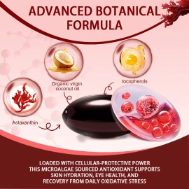Gwynne Astaxantina 12 Mg,astaxantina Antioxidant From Fresh Haematococcus Pluvialis,apoya La Salud Ocular, Articular Y Cutánea,120 Cápsulas
