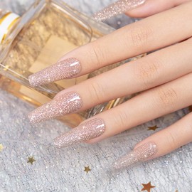 RARJSM Reflective Glitter Gel Nail Polish Nude Light Brown Pink Sheer Jelly Gel Polish Flash Diamond Sparkle Rainbow Silver Shimmer Soak off Curing Requires 15ml Single Bottle for Home Salon