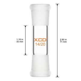 XCD Borosilicate Glass Straight Adapter with 14/20 Ground Outer Standard Taper Joints for Laboratory Lab Supply