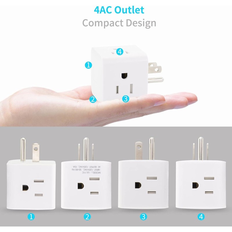 Multi Plug Outlet Extender, Vsanstar 3 Prong Wall Tap 4
