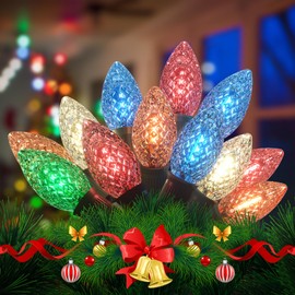 Zuske 25Ft Christmas Lights Outdoor, C9 Multicolor Christmas Lights with 25 Colored LED Bulbs, Waterproof Connectable for Holiday, Xmas, Roofline, Wedding, Christmas Tree Decoration - Green Wire