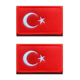 Turkey Turkey Flag Patch Tactical Turkish National Emblem Embroidered Patch with Fastener Military Bands for Backpacks Clothing Bags Uniform Vest Jersey Travel Pack of 2