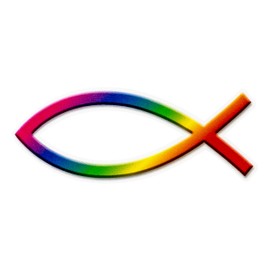 MaMeMi AUFKLEBER ICHTHYS FISCH Regenbogenfarben 9 x 3 cm wetterfest, Autoaufkleber fr Outdoor & Indoor, KLEBEFOLIE in MARKENQUALIT?T von MaMeMi