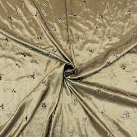 Plankroad Olive Green Flor Shantung Silk Fabric 57"