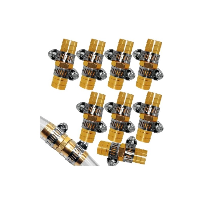 Fitvell 8PCS 1/2 Inch Garden Hose Repair Mender Brass Water