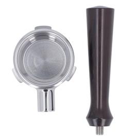 58mm Bottomless Portafilter Solid Wood Handle Stainless Steel Basket Detachable 3 Ear Coffee Portafilter for Barsetto F Red Sandalwood