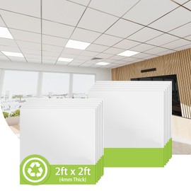 Noooza 2ft x 2ft Drop Ceiling Tiles，Smooth White PVC Ceiling Panel 24 x 24in. Waterproof, Washable and Fire-Rated - Reusable - High-Grade PVC to Prevent Breakage-Package of 12 Tiles