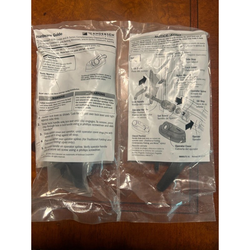 Andersen Anderson A-Series Casement Window Traditional Folding Hardware Set