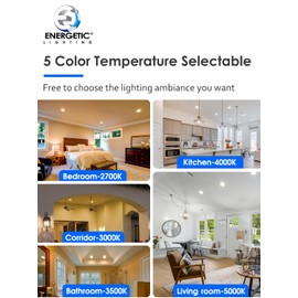 4 Pack 5CCT 6 Inch LED Disk Light, Dimmable Flush Mount Ceiling Lights, 2700K/3000K/3500K/4000K/5000K Selectable, 15W 1100LM, CRI 90, Low Profile Surface Mount Ceiling Disc Light, Wet Rated & ETL