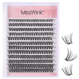 Heyu-Lotus 240 PCS Individual Lashes, 40D Cluster Lashes, D Curl Cluster Eyelash Extensions, 8-16mm Mixed Length Cluster Lashes Natural False Eyelashes DIY Eyelashes Extensions