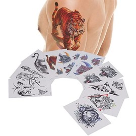 Pegatinas de Tatuajes de Animales, Perro Lobo Tigre, Perro Husky Leopardo, Tatuajes Temporales para Hombres, Pegatina de Tatuaje para Hombres, Pegatinas de Tatuaje de Brazo de Arte Corporal