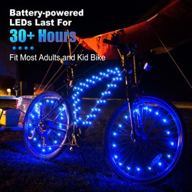 Woanger 3 Pcs LED Bike Lights for Night Riding Bicycle Frame and Wheel Color Lights Battery Powered Bike Accessories Gifts for Adults Riding at Night(Blue)