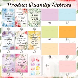Containlol 24 Christian Greeting Cards, Inspirational Bible Verse Quote Scripture Floral Cards Religious Motivational Encouragement Cards with Envelopes and Stickers for Women Men Supplies (Fresh)