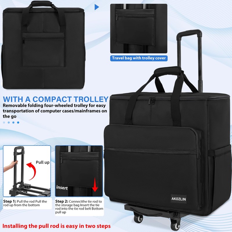 AKOZLIN Desktop Carrying Case PC Tower Travel Case with Detachable