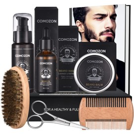Beard Grooming Kit for Men, Beard Kit Gifts for Him, Beard Growth Kit with Beard Oil, Beard Shampoo, Beard Comb, Beard Brush, Beard Balm, Beard Scissors, Best Beard Men Gifts