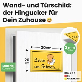 DankeDir! Bitte im Sitzen - Sign 30 x 20 cm - Toilet Sign for Hanging Funny Toilet Sign Toilet Sign - Men's Funny Door Sign Guest Toilet Wall Guest Toilet Decoration