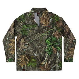 Mossy Oak Standard Men's Hunting Shirts Lightweight Camo Tibbee Tech Stretch Quarter Zip, Obsession, Small