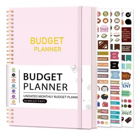 Budget Planner - Monthly Budget Book 2025 with Expense & Bill Tracker - Undated 12 Month Financial Planner & Account Book Organizer to Take Control of Your Money - Pink