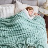 NEWCOSPLAY Faux Fur Queen Blanket Sage Green Bubble Blanket Thick
