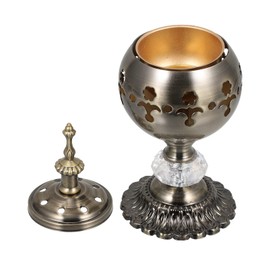 Tofficu Quemador de Incienso, Metal Hueco Porta Incienso con Tapa, Oriente Medio Base para Incienso con Tapa Aroma Quemador para decoración de Yoga en casa y Oficina