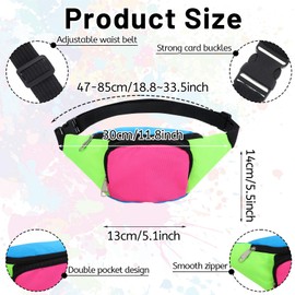 80s Neon Rave Fanny Pack with Color Blocked Pile Socks, Retro Belt Bag Waist Packs for Women Men, 80s Accessories Plus Size Belt Bag for Traveling Party Costume Holiday Festival Theme Party
