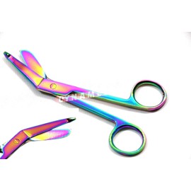 Premium 1 Stainless Steel Bandage Bent Craft Scissors Surgical Medical Nurses Scissors & First Aid 5.5" RAINBOW