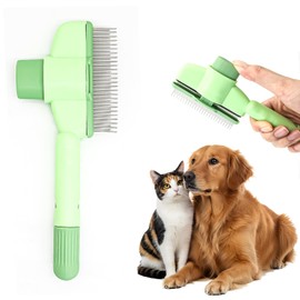 ALLY-MAGIC Cat Flea Comb, Self Cleaning Dog Cat Grooming Brush with Smooth Handle, Release Button Shedding Brushes for Kitten Puppy Pets Clean Tools Y4CWSMS