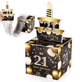21st Birthday Money Box, 4.72 Inch Surprising Money Gift Box Money Roll Pull Out Surprising Box Money Holder Cash Pull Ideas for Women Men Best Friend Birthday Anniversary