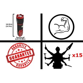 DIY TECH UK - IncrediBeam Multitool 15 in 1 Pocket Torch + Free 48 in 1 Wallet Tool - Latest Super-Bright LED - 300m Long Range - Anti-Slip - Extra Strong High Carbon Stainless Steel - Burgundy Red