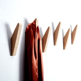 LONANGG Pack of 6 Red Oak Hooks Wooden Wall Hooks Design Heavy Duty Coat Hooks Wall Mounted Rustic Wooden Hooks Hanger Hat Rack Hook Towel Hook