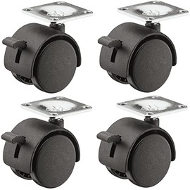 cyclingcolors 4 x Double Castors 30 mm Rotatable + Brake for Furniture Capacity 20 kg / Wheel with Steel Base Metal