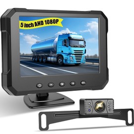 NHOPEEW 5 Zoll Kamera Monitor Kit mit 1080P Rückfahrkamera - IP69 Wasserdicht/Super IR Nachtsicht/DIY Rückfahrkamera/Weitwinkel - Monitor Kit für Trucks/Bus/Trailer/Wohnmobile