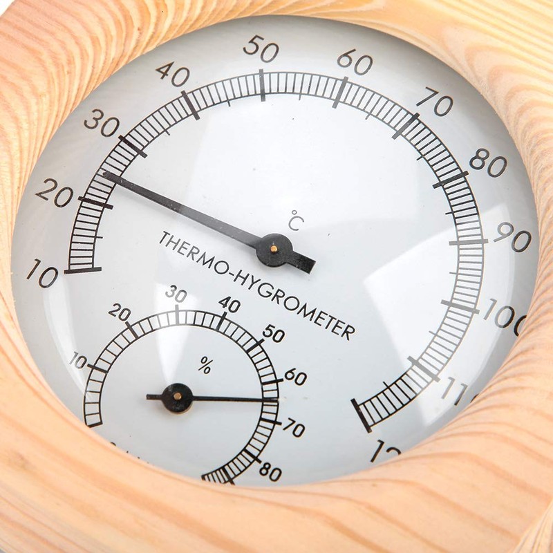 Sauna Thermometer/Hygrometer, Analog Hygrometer, Wall Mounted, High Precision, Easy to