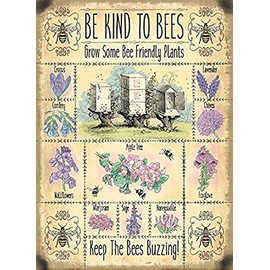 New "be kind to bees, grow bee friendly plants" metal advertising wall sign 15x20cm