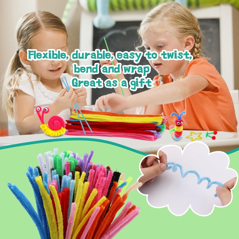 Zlulary 200 Pcs Pipe Cleaners Craft, Pipe Cleaners Chenille Stem,