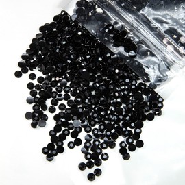 qiipii 620PCS 6mm Black Resin Rhinestones for Crafting Pure Black Flat Back Jelly Resin Stones Bulk SS30 Non-Hotfix Dark Black Diamonds Gems for Nails Face Eyes Makeup Tumblers Bottles Cup DIY Crafts
