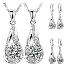 High Monaco - Conjunto De Aretes Y Cadenas, Mxyzv-002, 2pzas, Gotas, Plata