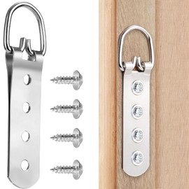 Lekgavd 6PCS Heavy Duty D Ring Picture Hangers, 4 Holes Extra Large Strap Hanger with 24pcs Screws, Metal Picture Hang Solutions for Mirrors, Picture Frame, Paintings