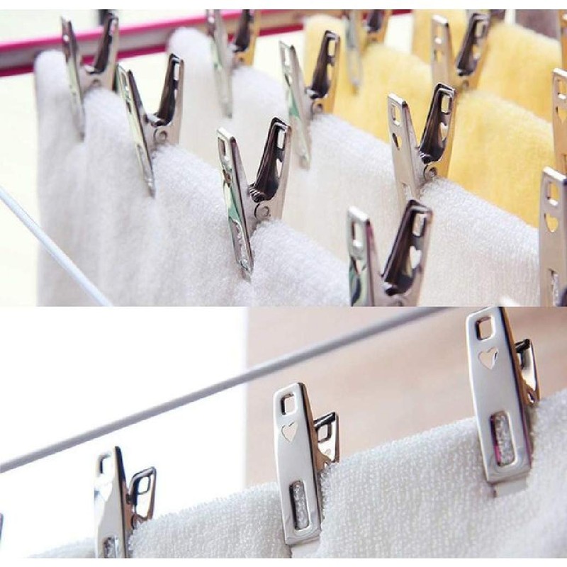 HappyHome Stainless Steel Silver Clothespins Set of 20 Cute Clothespins