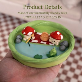wowhalolo Cute Small Mushroom Frog Jewelry Dish - Unique Trinket Tray & Ring Holder for Girls' Rooms - Aesthetic Home Decor Bowl - Gift for Daughters & Friends - Ideal for Rings & Small Accessories